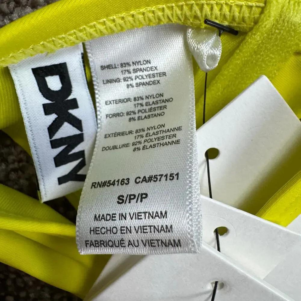 DKNY Highlighter Yellow Molded Cup Bikini Swim Top NWT Size Small Classic Retro - Picture 5 of 5